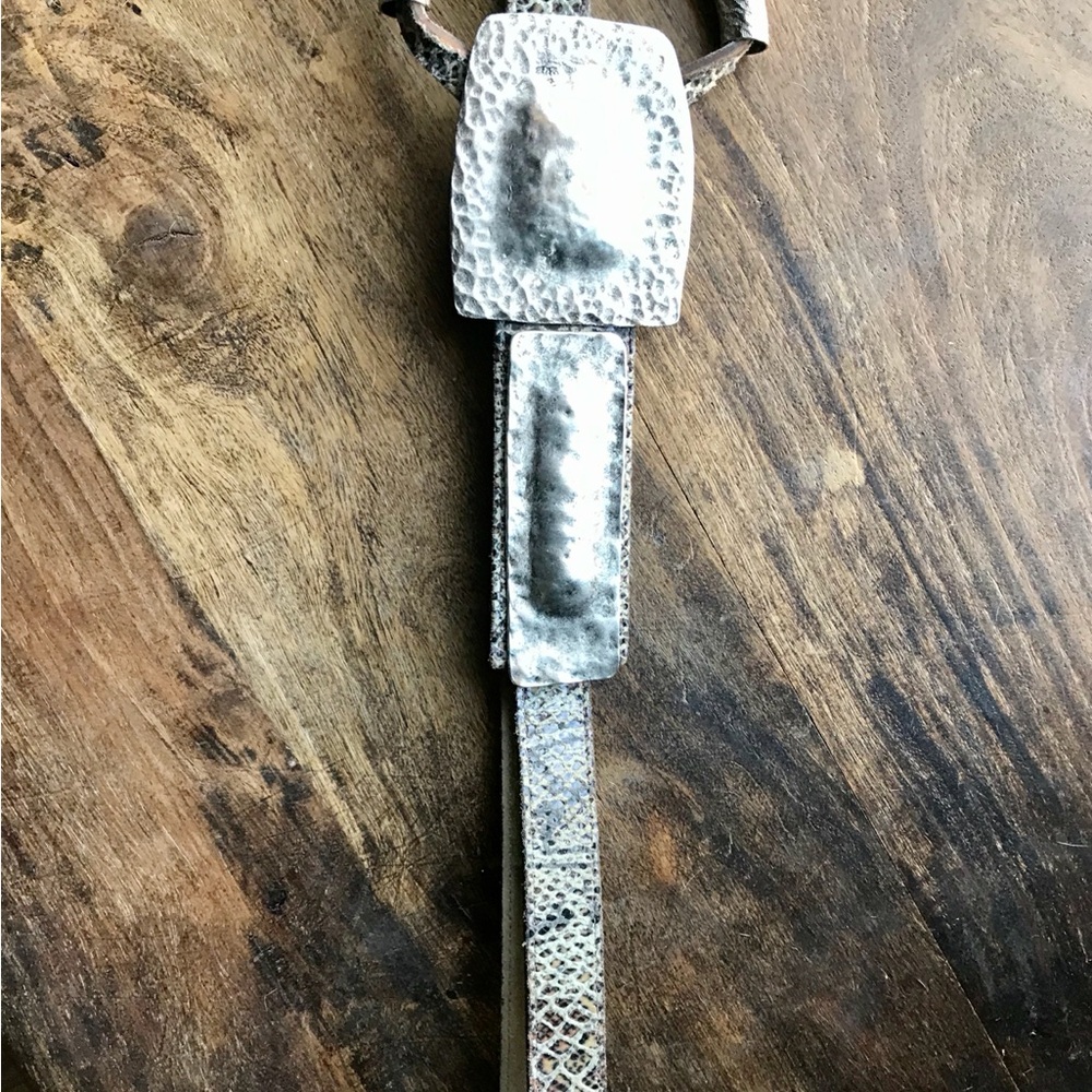 Snakeskin “like” leather belt w/ silver metal “buckle”. Art piece - Picture 3 of 8